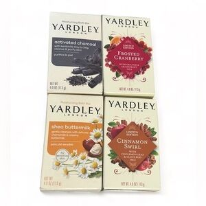 4 Pack Yardley London Bar Soap Limited Cranberry Cinnamon Charcoal Shea‎ Butter